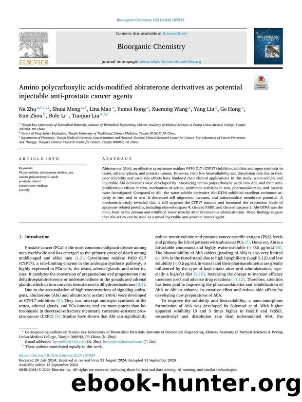 Amino polycarboxylic acids-modified abiraterone derivatives as potential injectable anti-prostate cancer agents by unknow