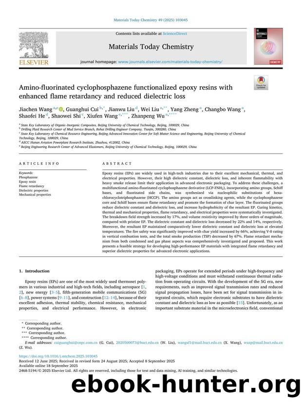 Amino-fluorinated cyclophosphazene functionalized epoxy resins with enhanced flame retardancy and reduced dielectric loss by unknow