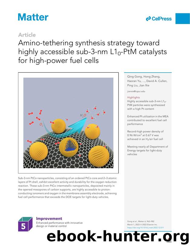 Amino-tethering synthesis strategy toward highly accessible sub-3-nm L10-PtM catalysts for high-power fuel cells by unknow
