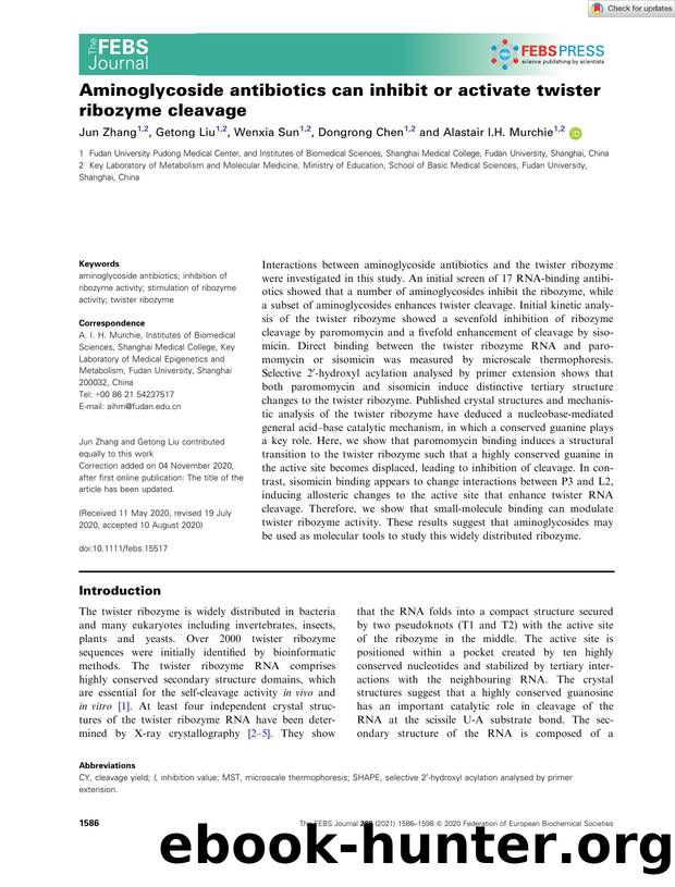 Aminoglycoside antibiotics can inhibit or activate twister ribozyme cleavage by Unknown