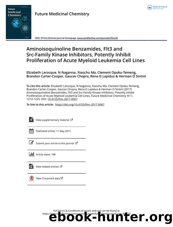 Aminoisoquinoline benzamides, FLT3 and Src-family kinase inhibitors, potently inhibit proliferation of acute myeloid leukemia cell lines by Elizabeth Larocque