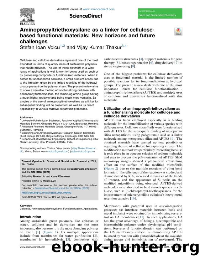 Aminopropyltriethoxysilane as a linker for cellulose-based functional materials: New horizons and future challenges by Stefan Ioan Voicu & Vijay Kumar Thakur