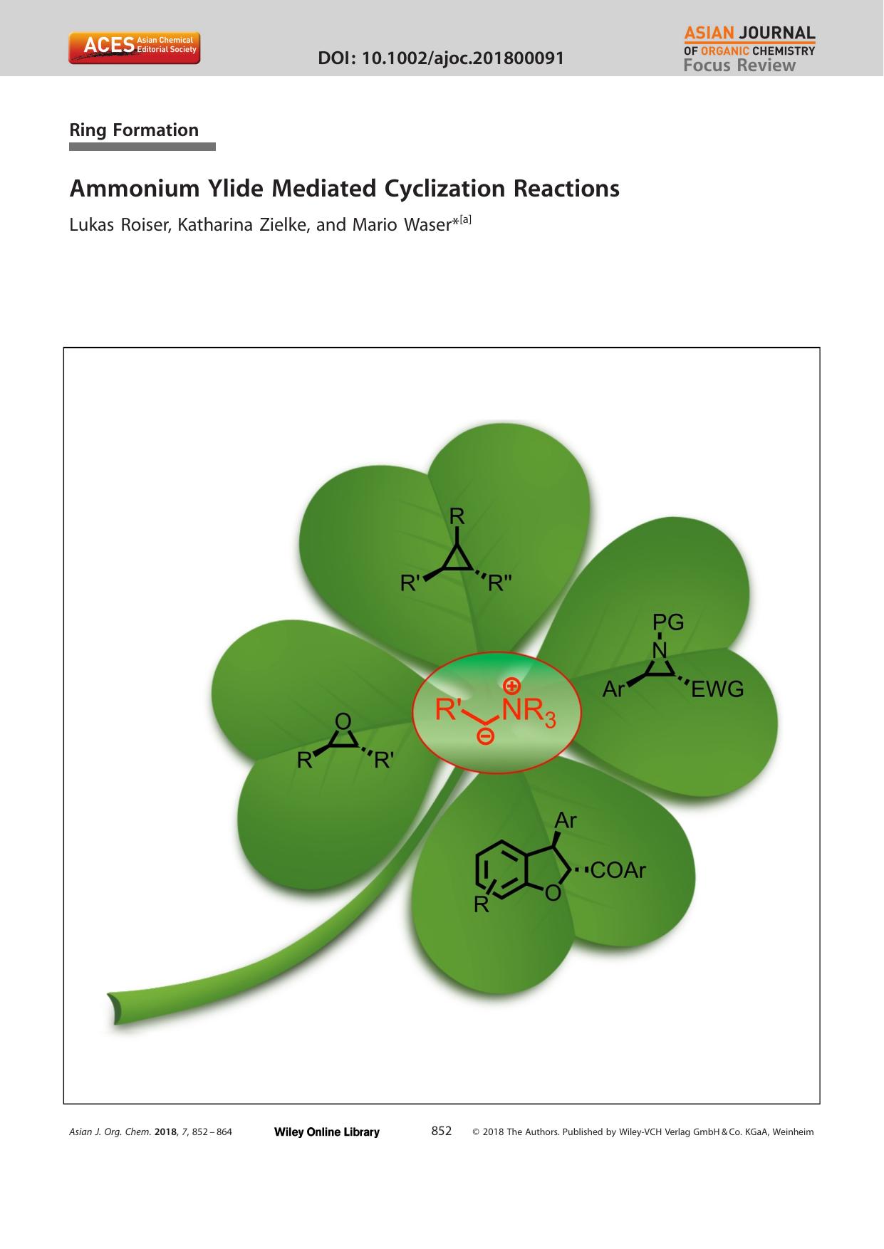 Ammonium Ylide Mediated Cyclization Reactions by Unknown