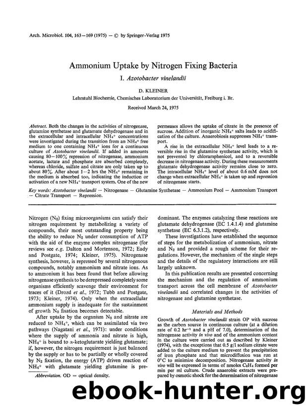 Ammonium uptake by nitrogen fixing bacteria by Unknown