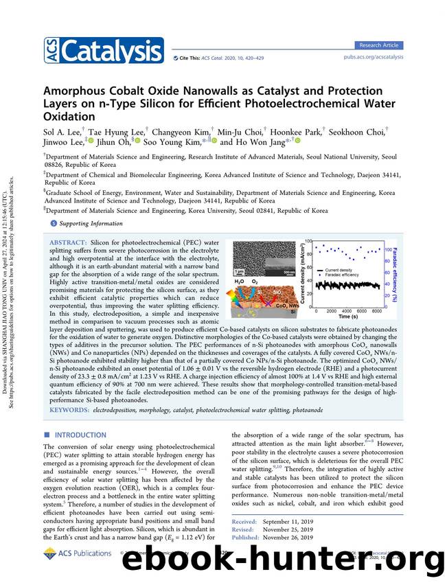 Amorphous Cobalt Oxide Nanowalls as Catalyst and Protection Layers on n-Type Silicon for Efficient Photoelectrochemical Water Oxidation by unknow