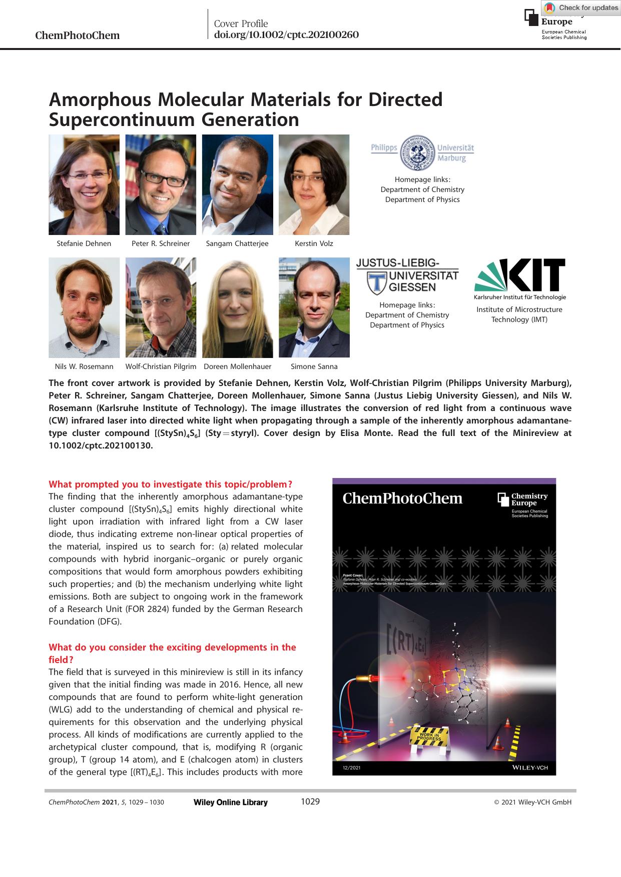 Amorphous Molecular Materials for Directed Supercontinuum Generation by Unknown