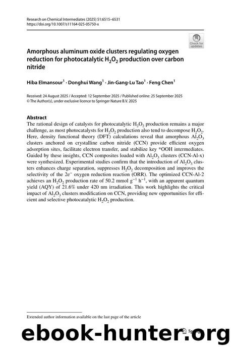 Amorphous aluminum oxide clusters regulating oxygen reduction for photocatalytic H2O2 production over carbon nitride by Hiba Elmansour & Donghui Wang & Jin-Gang-Lu Tao & Feng Chen