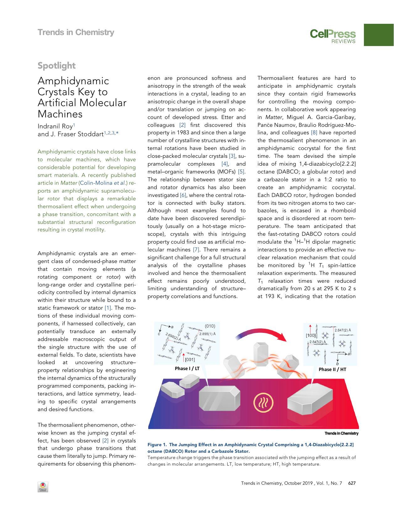 Amphidynamic Crystals Key to Artificial Molecular Machines by Indranil Roy & J. Fraser Stoddart
