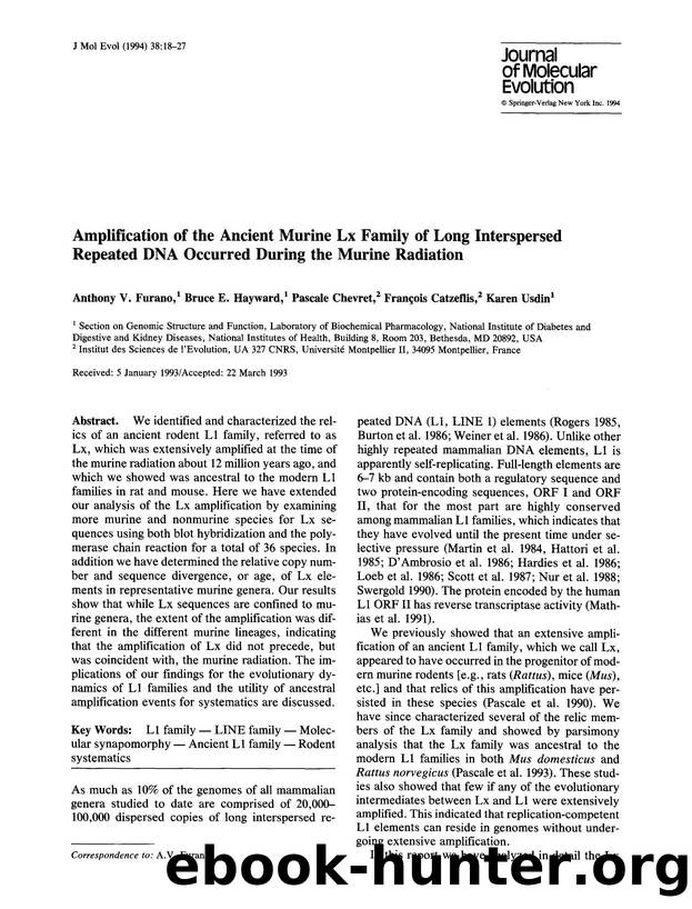 Amplification of the ancient murine Lx family of long interspersed repeated DNA occurred during the murine radiation by Unknown