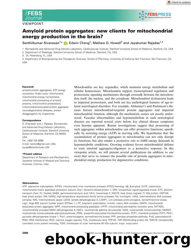 Amyloid protein aggregates: new clients for mitochondrial energy production in the brain? by Unknown