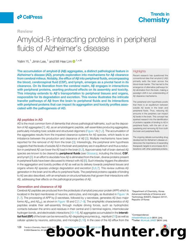 Amyloid-Î²-interacting proteins in peripheral fluids of Alzheimerâs disease by Yelim Yi