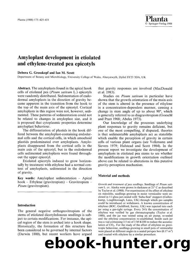 Amyloplast development in etiolated and ethylene-treated pea epicotyls by Unknown