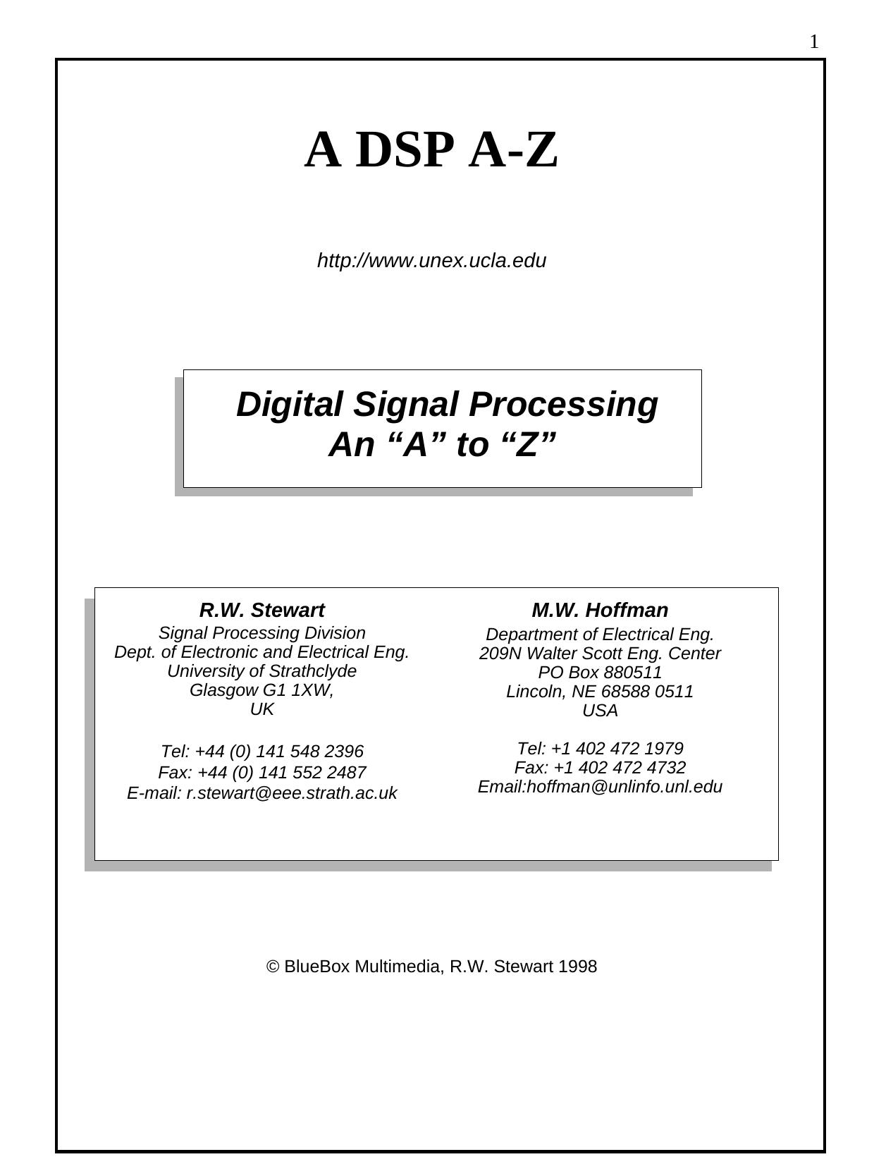 An A-Z of Digital Signal Processing by Stewart R.W. Hoffman M.W