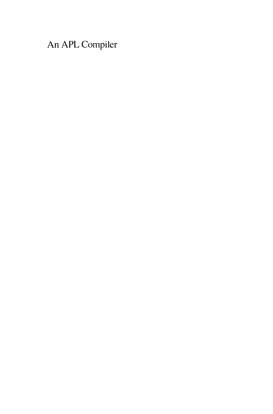An APL Compiler by Unknown