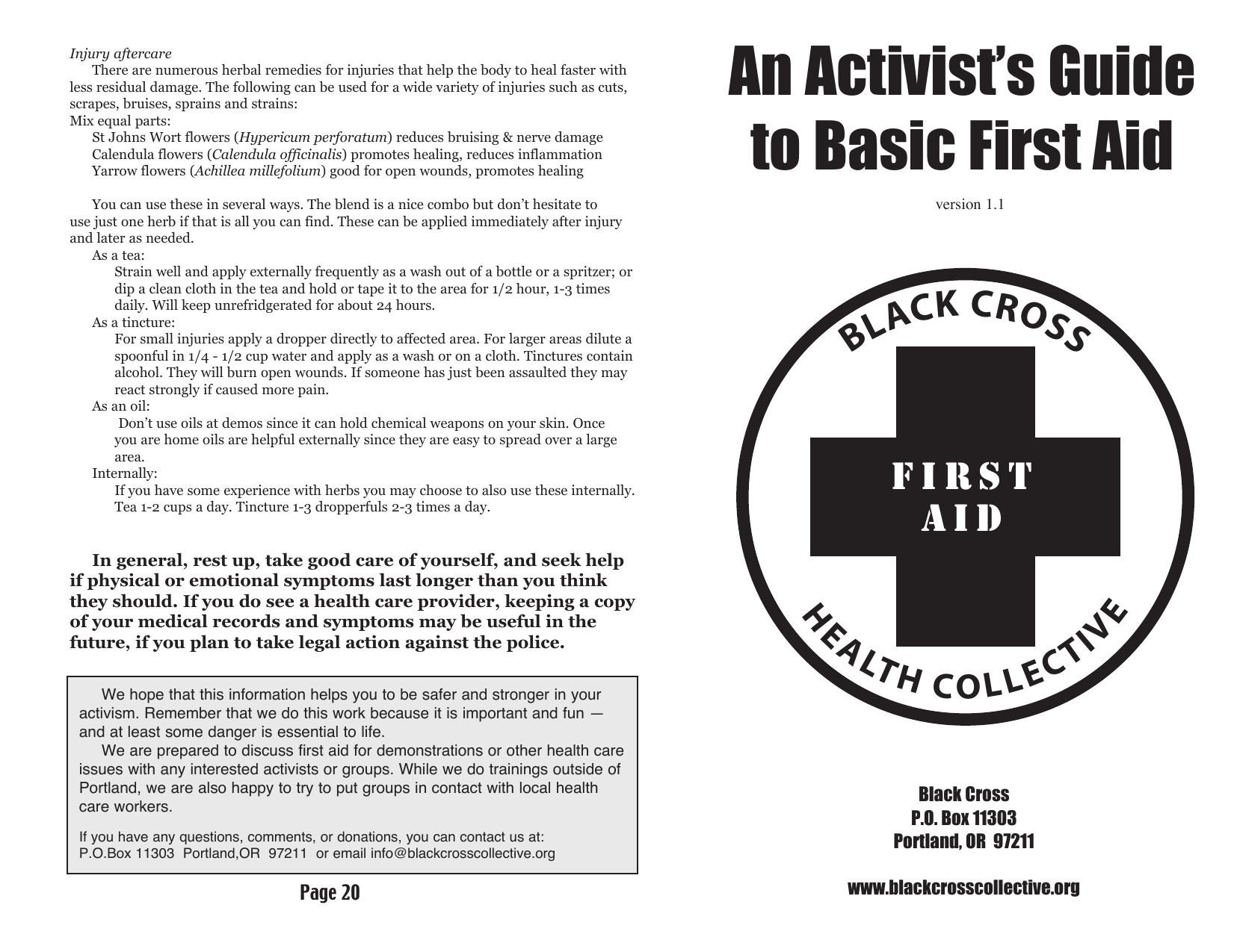 An Activists Guide to First Aid by Black Cross Health Collective