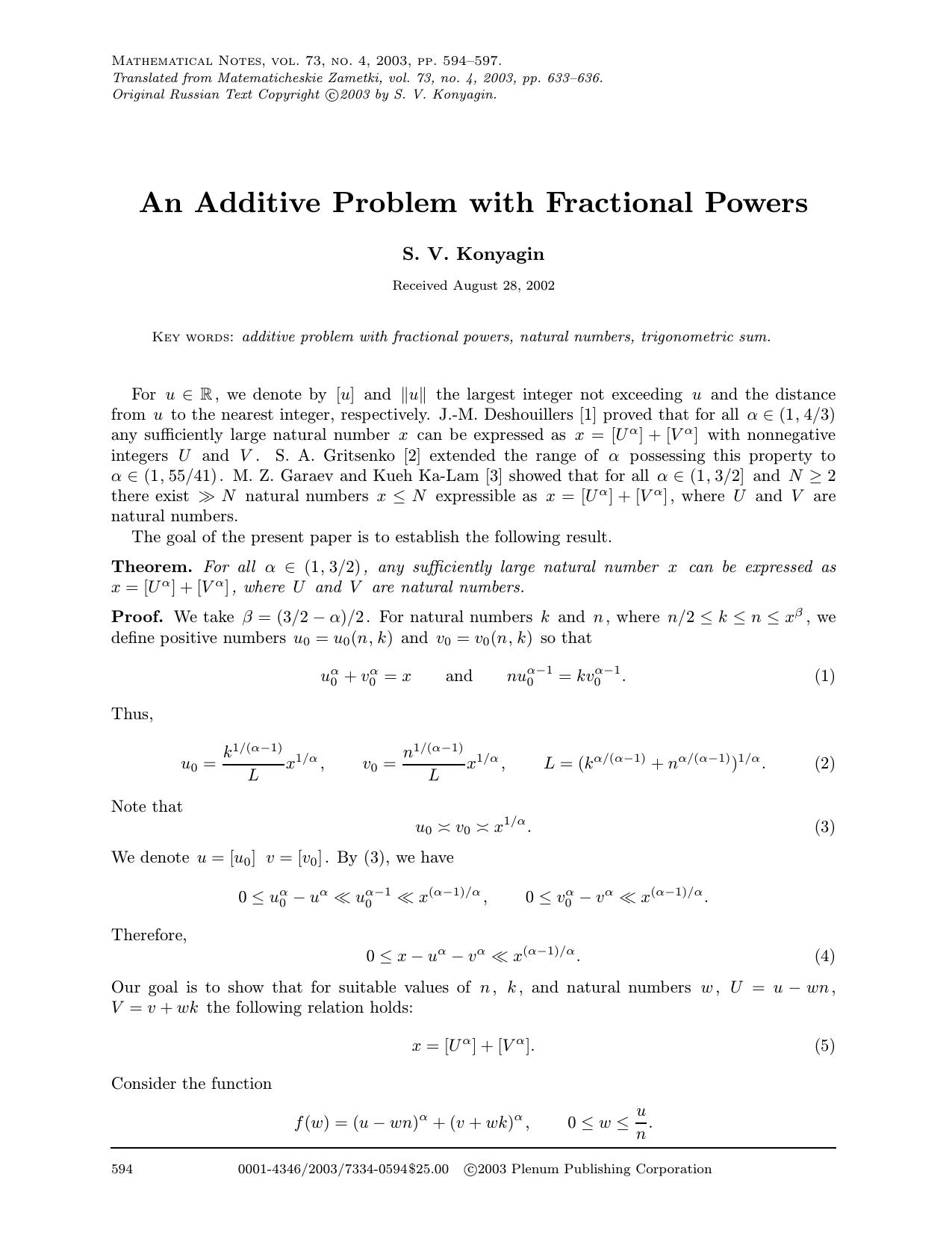 An Additive Problem with Fractional Powers by Unknown