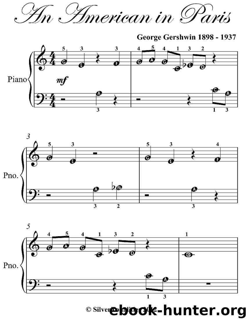An American in Paris Beginner Piano Sheet Music by George Gershwin