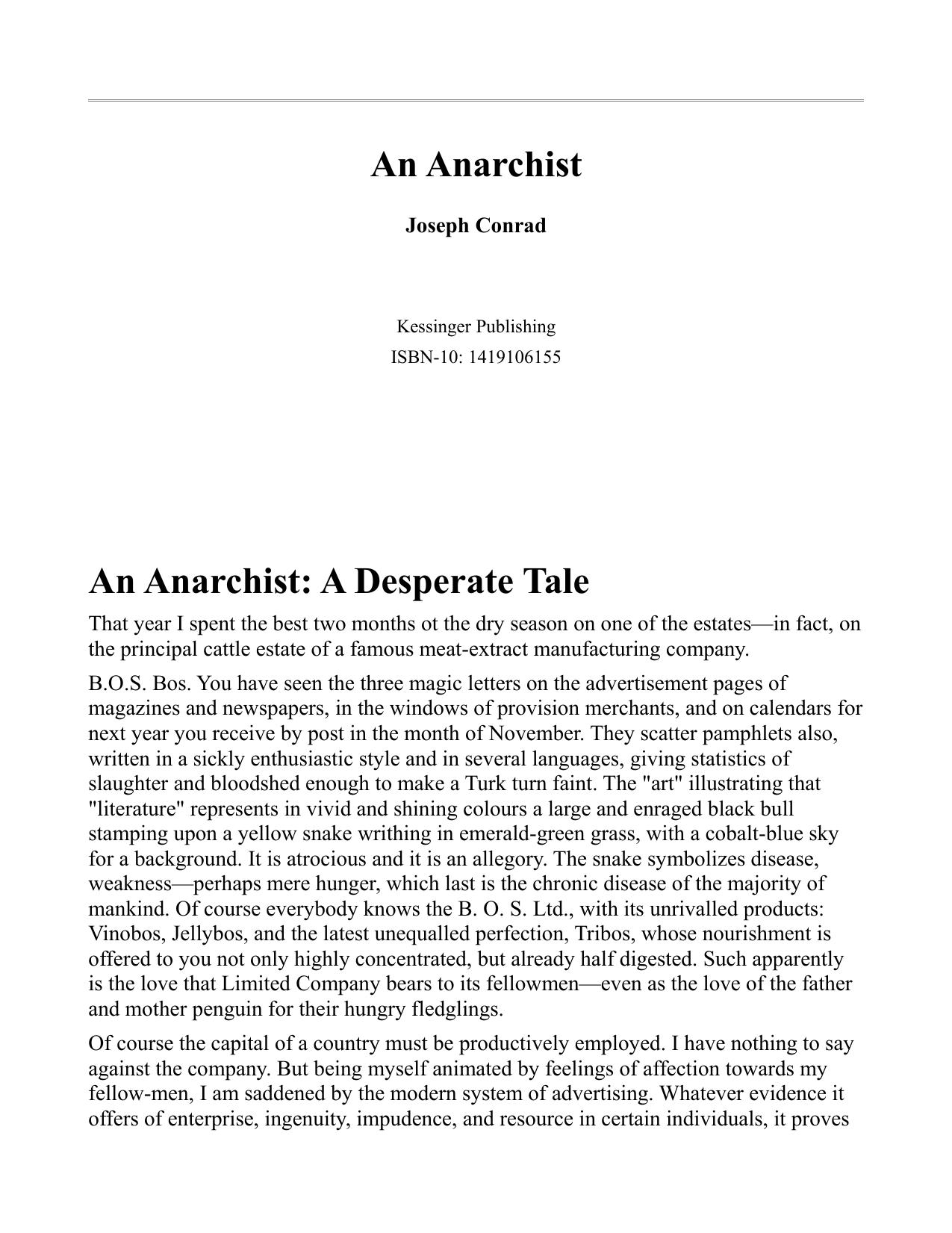 An Anarchist by Joseph Conrad