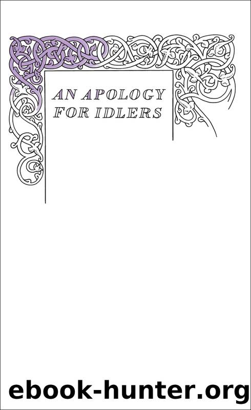 An Apology for Idlers by Robert Louis Stevenson