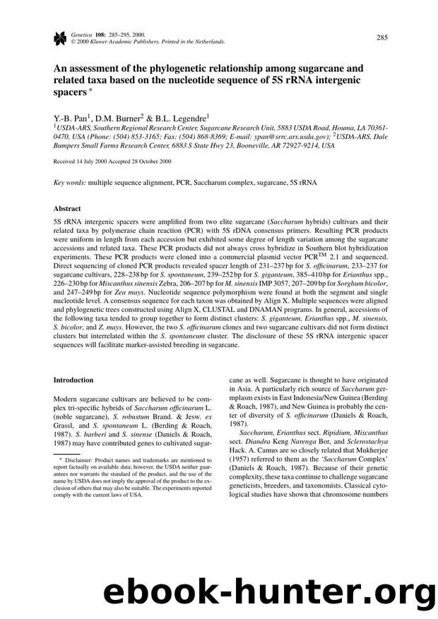 An Assessment of the Phylogenetic Relationship Among Sugarcane and Related Taxa Based on the Nucleotide Sequence of 5S rRNA Intergenic Spacers by Unknown