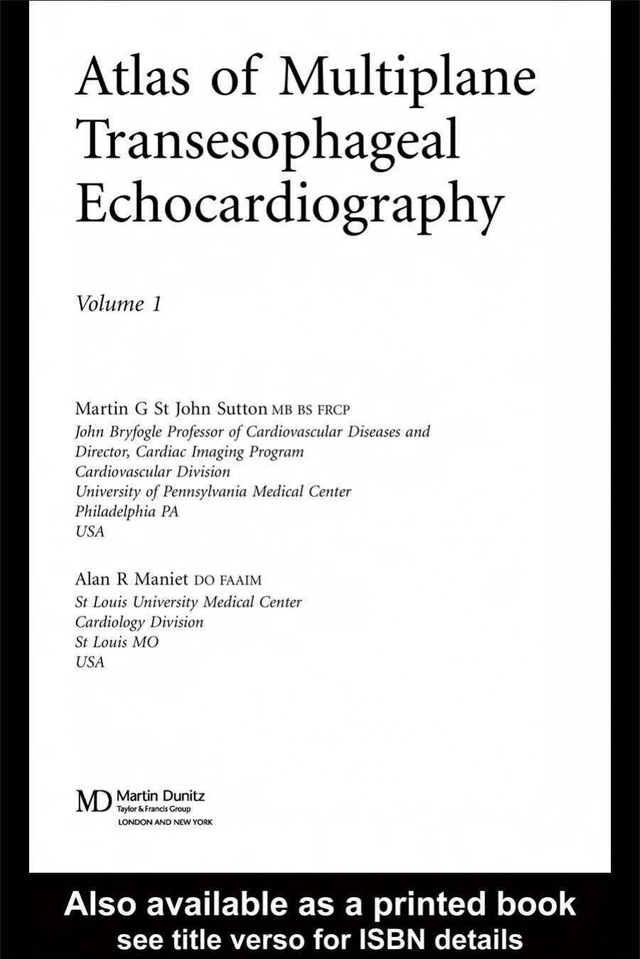An Atlas of Multiplane Transesophageal Echocardiography by unknow