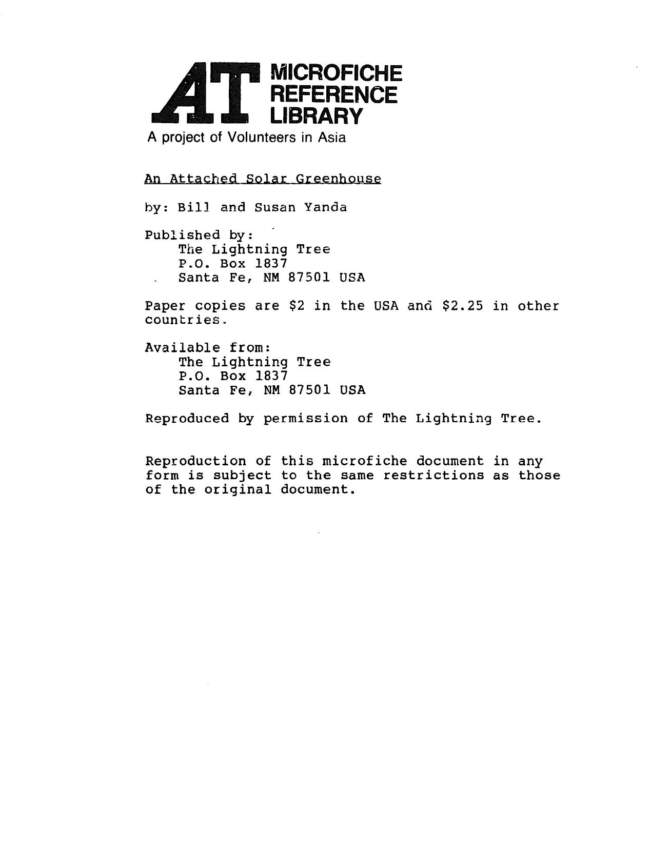 An Attached Solar Greenhouse by Unknown