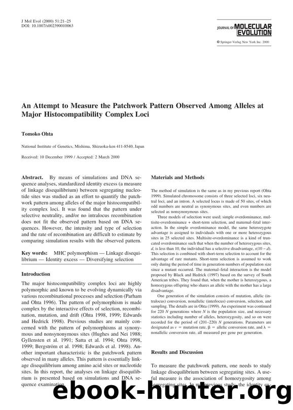 An Attempt to Measure the Patchwork Pattern Observed Among Alleles at Major Histocompatibility Complex Loci by Ohta T