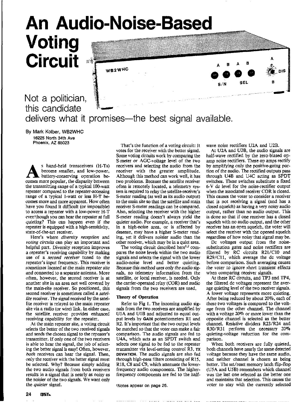 An Audio-Noise-Based Voting Circuit by WB2WHC