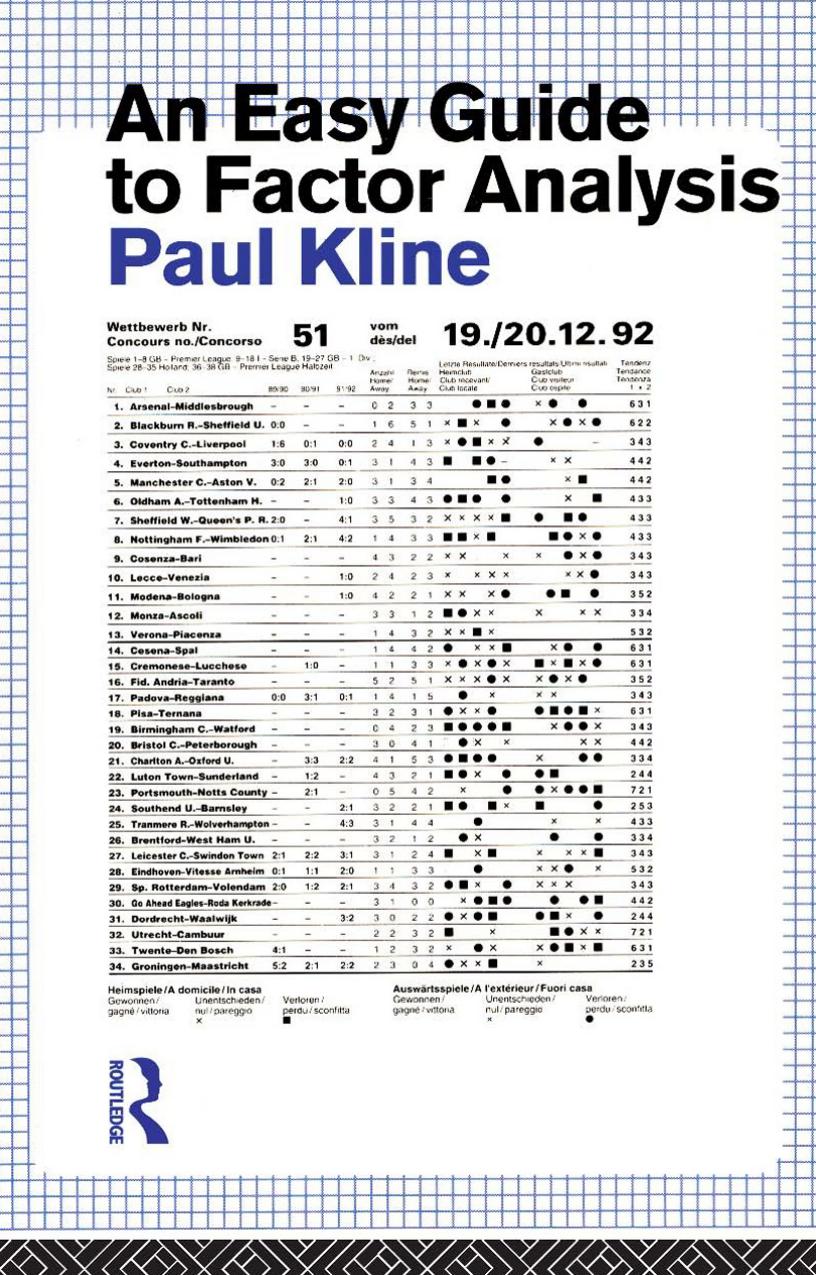 An Easy Guide to Factor Analysis by Paul Kline