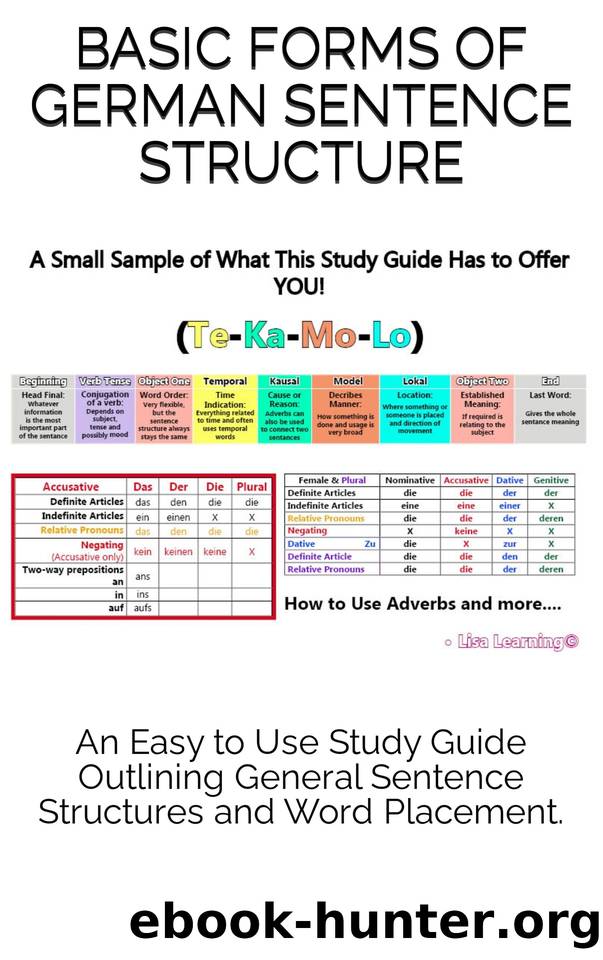 An Easy to Use Study Guide Outlining General Sentence Structures and Word Placement.: Basic forms of German Sentence Structure by Lieneman Kaylene