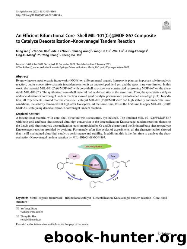An Efficient Bifunctional CoreâShell MIL-101(Cr)@MOF-867 Composite to Catalyze DeacetalizationâKnoevenagel Tandem Reaction by unknow