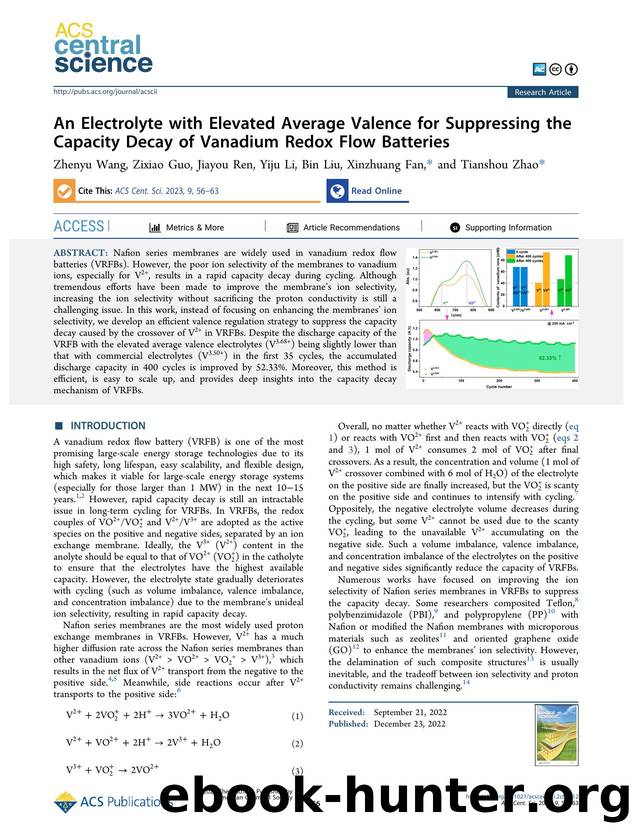 An Electrolyte with Elevated Average Valence for Suppressing the Capacity Decay of Vanadium Redox Flow Batteries by unknow