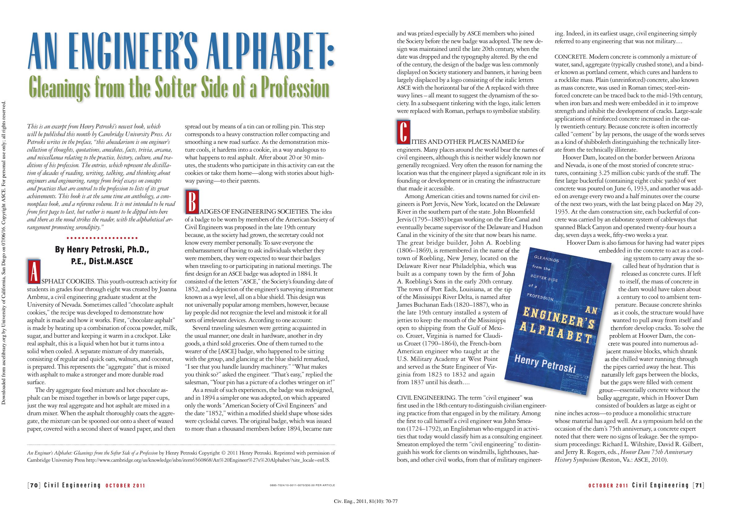 An Engineerâs Alphabet: Gleanings from the Softer Side of a Profession by Petroski H