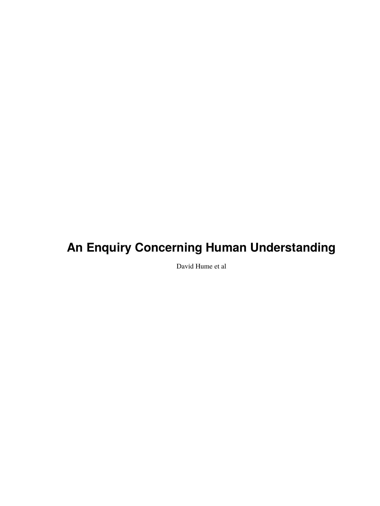 An Enquiry Concerning Human Understanding by David Hume et al