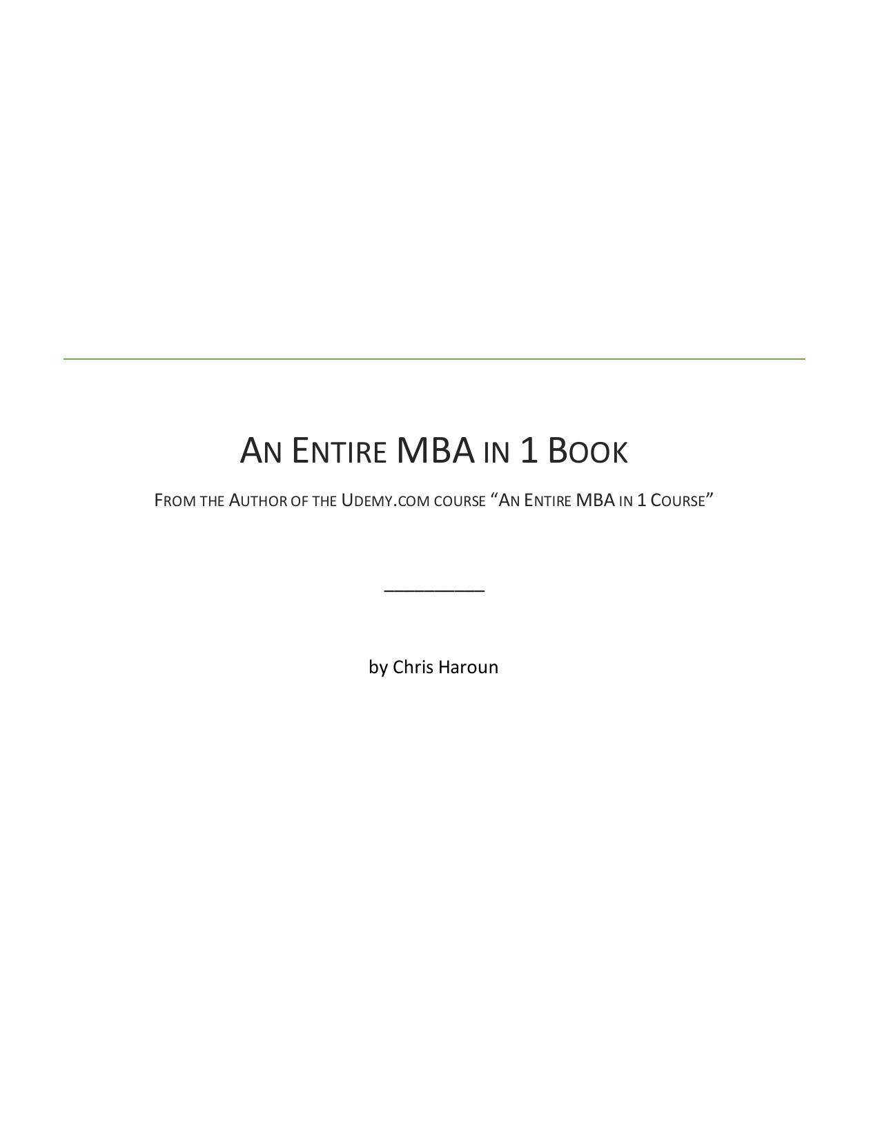 An Entire MBA in 1 Book: From the Author of the Online Course "An Entire MBA in 1 Course" by Chris Haroun