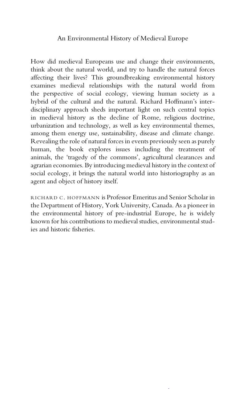 An Environmental History of Medieval Europe by Richard Hoffmann
