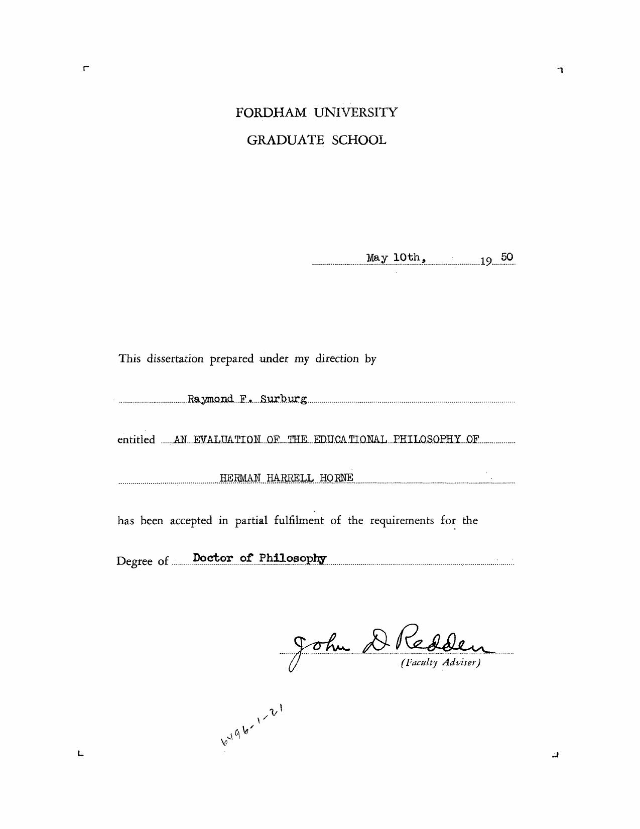 An Evaluation of the Educational Philosophy of Herman Harrell Horne by Surburg Raymond F