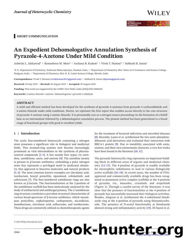 An Expedient Dehomologative Annulation Synthesis of Pyrazoleâ4âazetone Under Mild Condition by Unknown