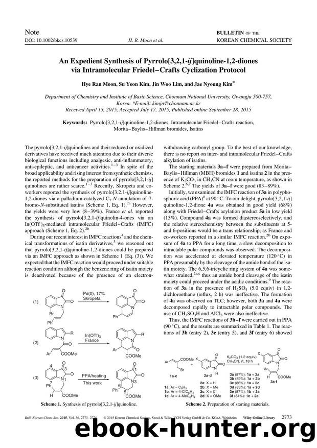 An Expedient Synthesis of Pyrrolo[3,2,1-ij]quinoline-1,2-diones via Intramolecular Friedel-Crafts Cyclization Protocol by Unknown