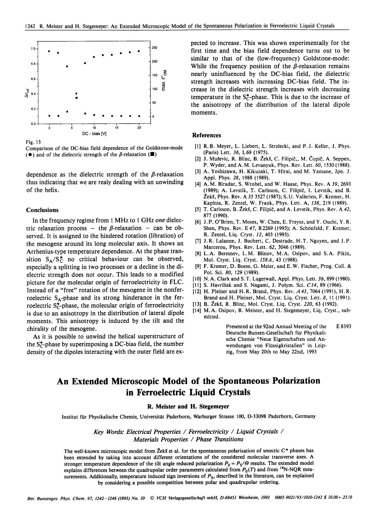 An Extended Microscopic Model of the Spontaneous Polarization in Ferroelectric Liquid Crystals by Unknown