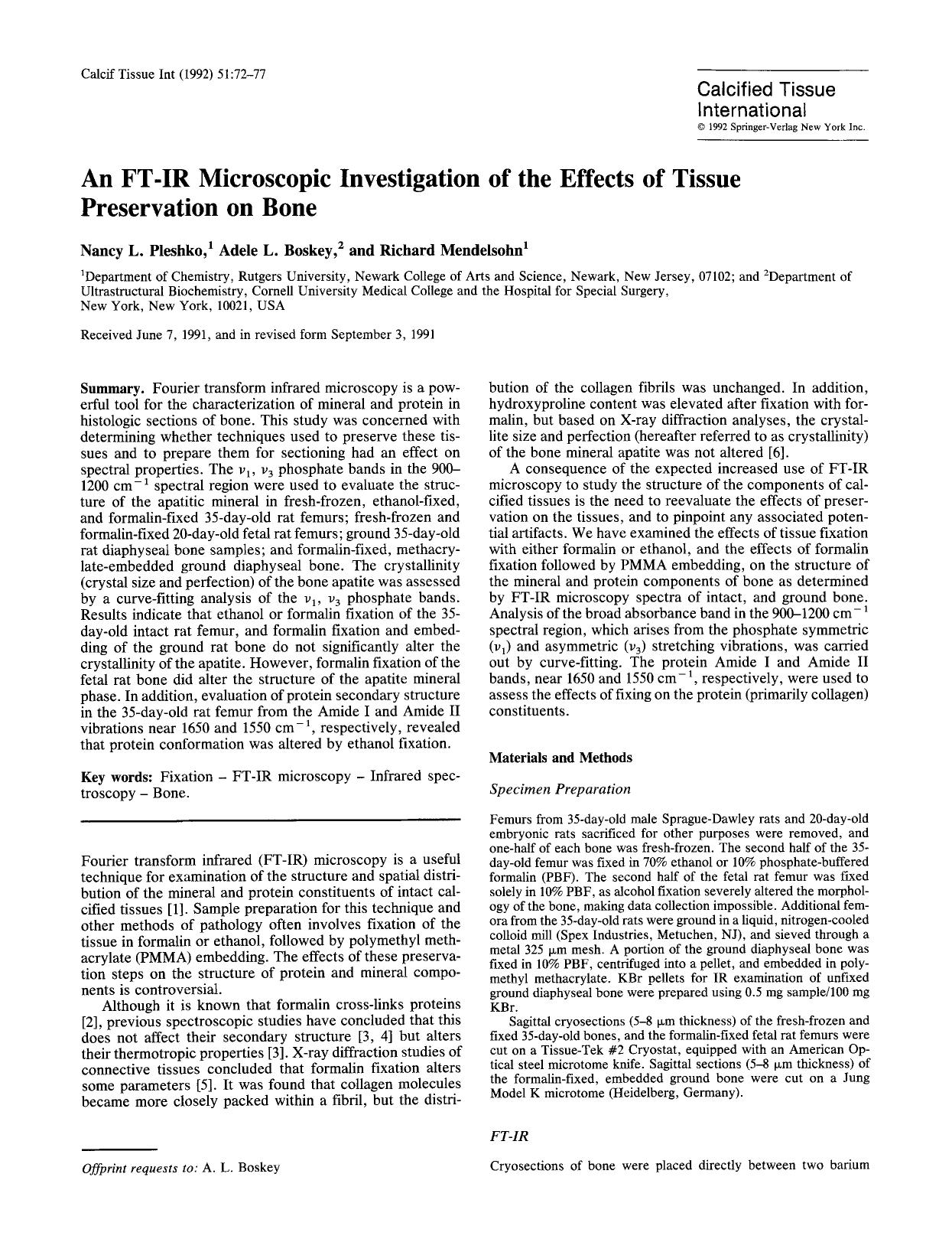 An FT-IR microscopic investigation of the effects of tissue preservation on bone by Unknown