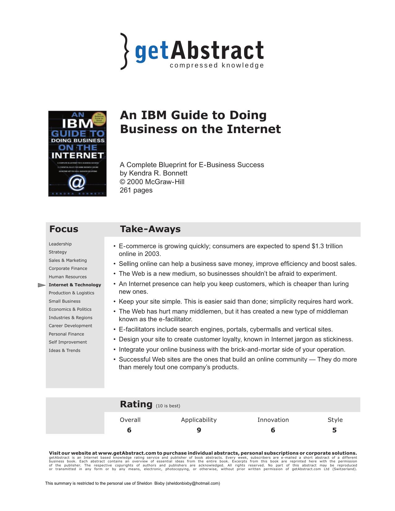 An IBM Guide to Doing Business on the Internet by getAbstract