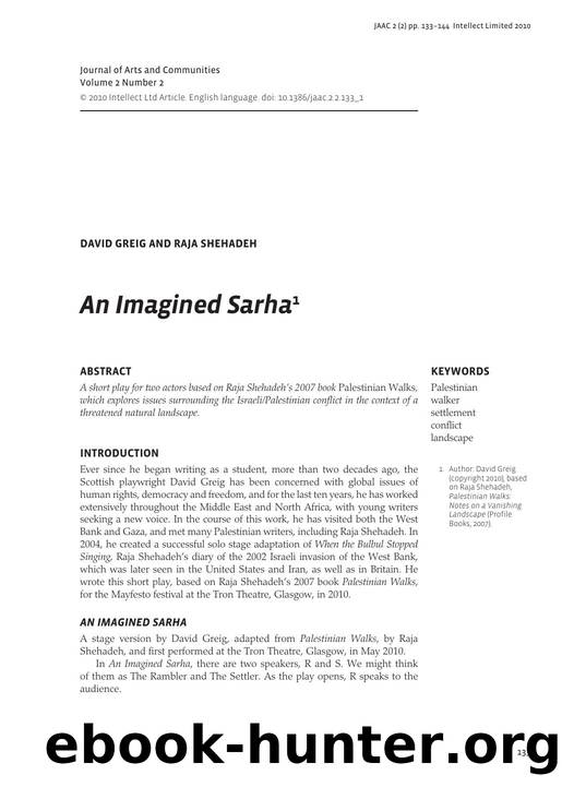 An Imagined Sarha by David Greig ; Raja Shehadeh