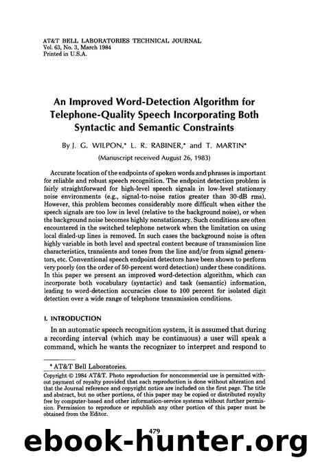 An Improved WordDetection Algorithm for TelephoneQuality Speech Incorporating Both Syntactic and Semantic Constraints by Unknown