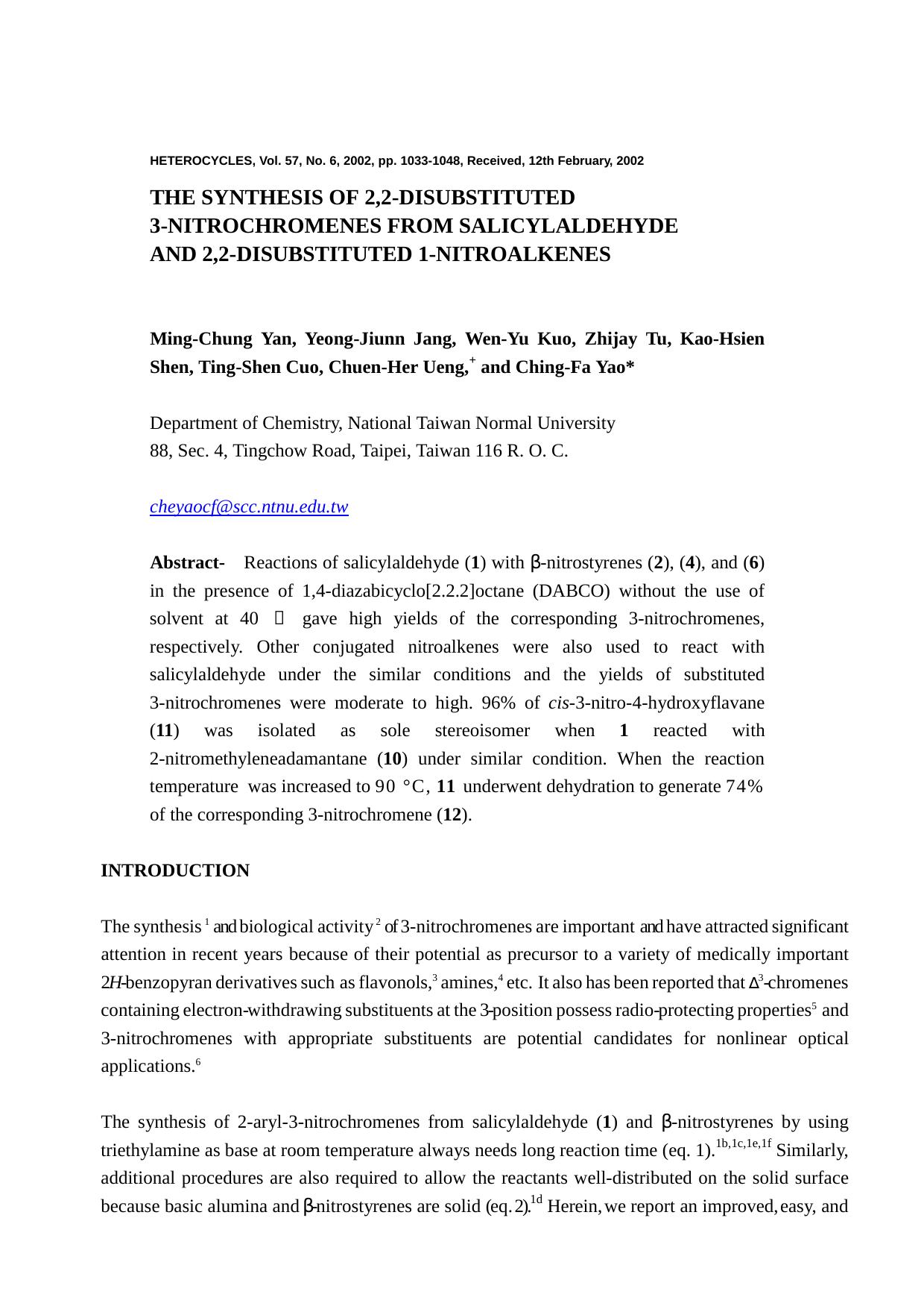 An Improved, Easy, and Efficient Method for the Synthesis of 3-... by Yao