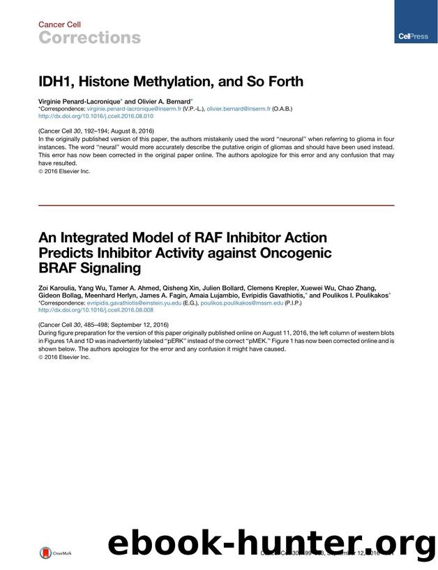 An Integrated Model of RAF Inhibitor Action Predicts Inhibitor Activity against Oncogenic BRAF Signaling by unknow