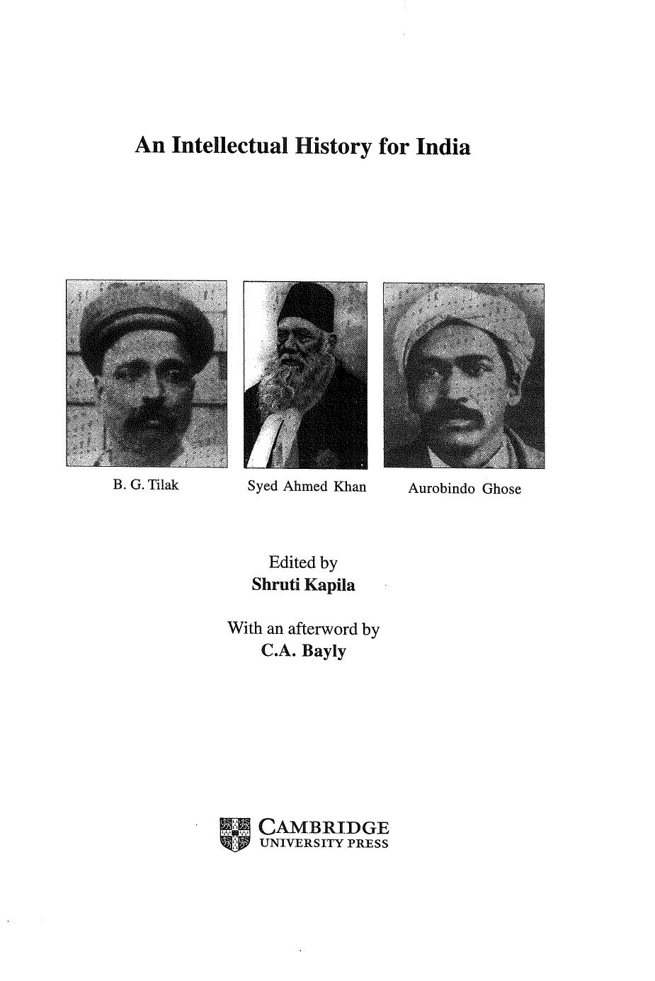An Intellectual History for India by Shruti Kapila; C.A. Bayly