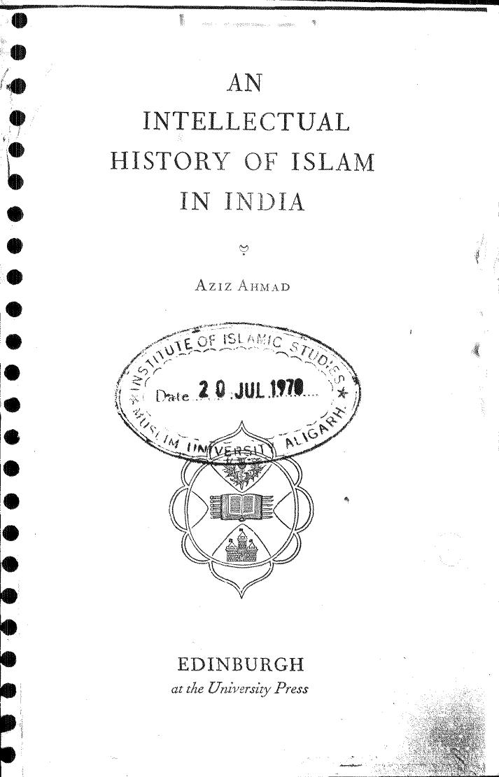 An Intellectual History of Islam in India by Aziz Ahmad