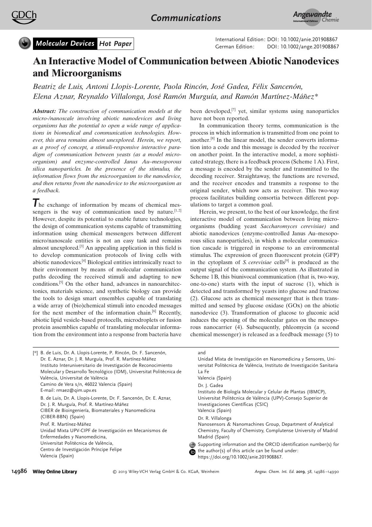 An Interactive Model of Communication between Abiotic Nanodevices and Microorganisms by Unknown
