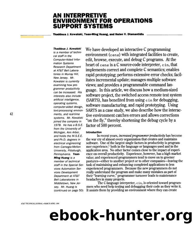 An Interpretive Environment for Operations Support Systems by Unknown